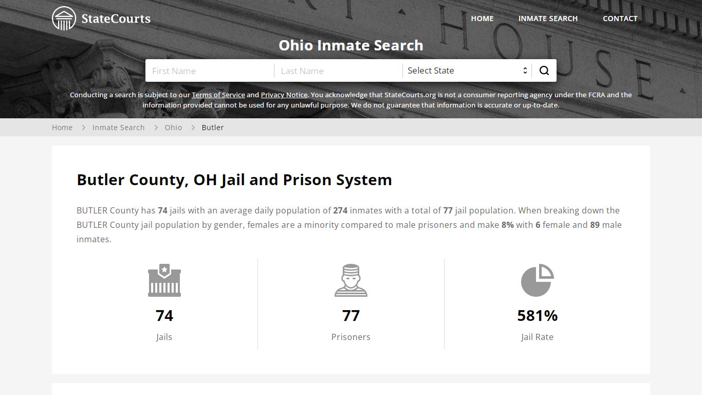 Butler County, OH Inmate Search - StateCourts